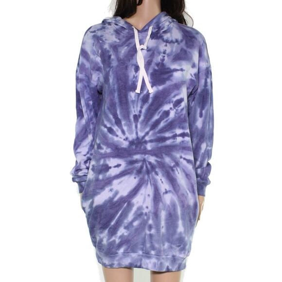 ULTRA FLIRT Dresses & Skirts - ULTRA FLIRT Womens Navy Hoodie Tie Dye Long Sleeve Short Sheath Dress S